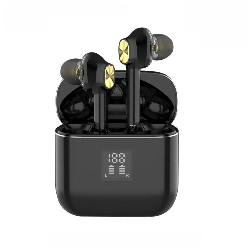 TWS blueooth Earphone Wireless 5.0 LED Power Dual Dynamic Hi-Fi Stereo Bass Heaphone for iPhone Hu