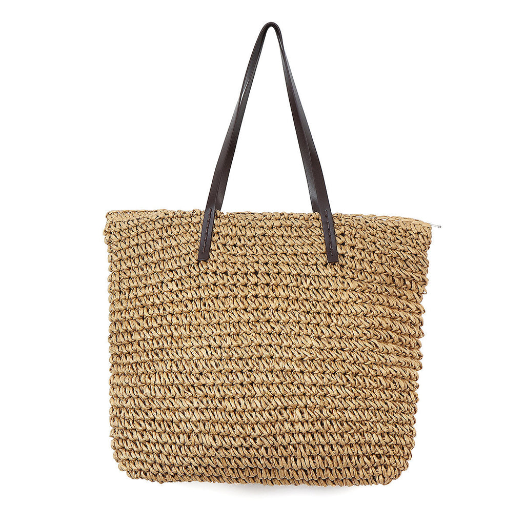 Outdoor Portable Straw Weave Handbag Tote Beach Bag Pack Pouch Shoulder Bag