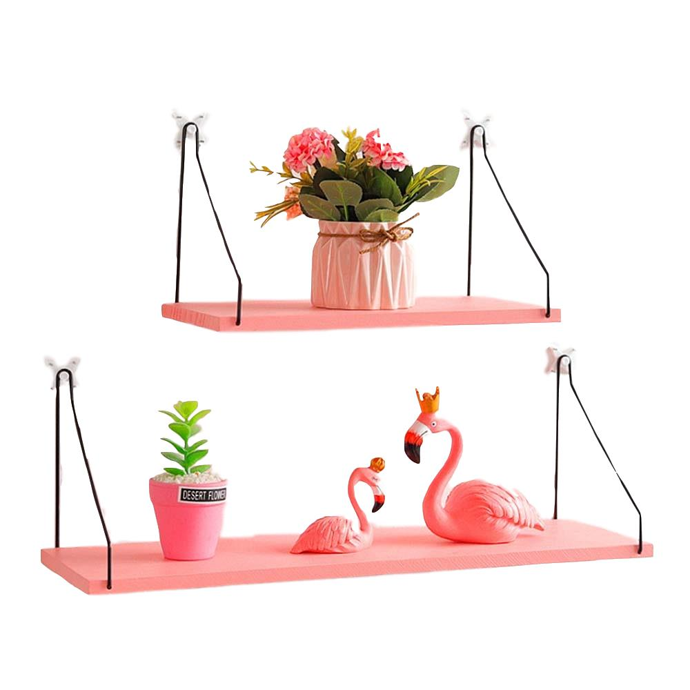 Pink Household Wooden Hanging Holder Wall Mount Rack Creative Home Hooks