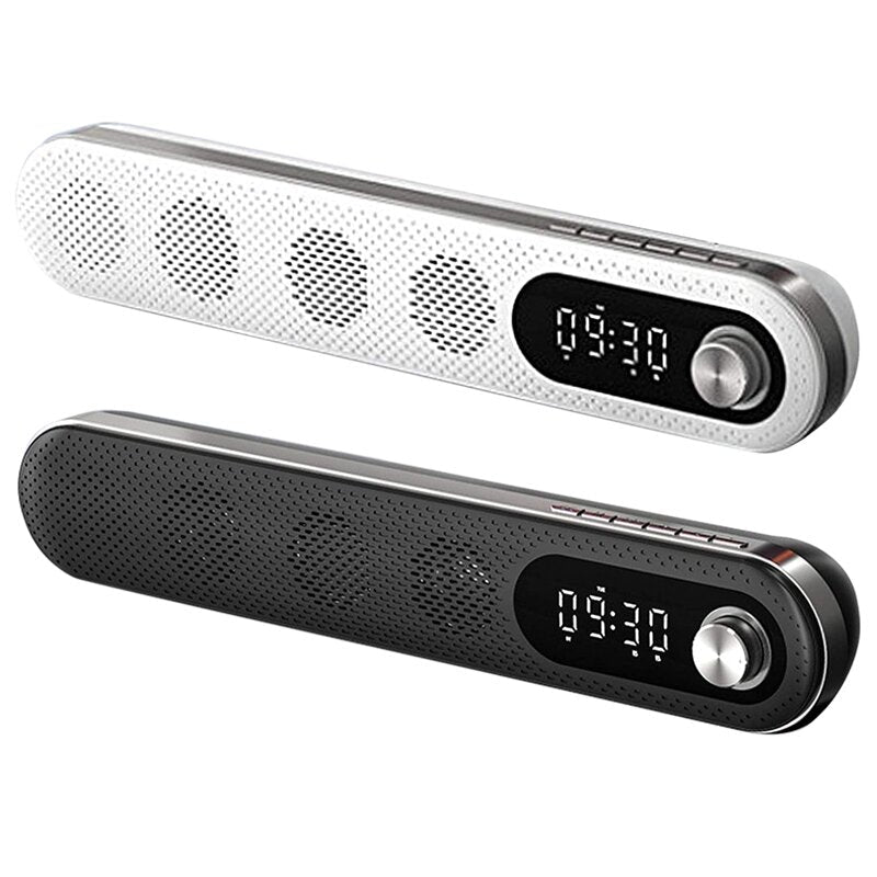 Wireless USB Desk Bluetooth Speaker Soundbar with Dual Alarm Clock FM Function Temperature Display for PC TV Computer Home