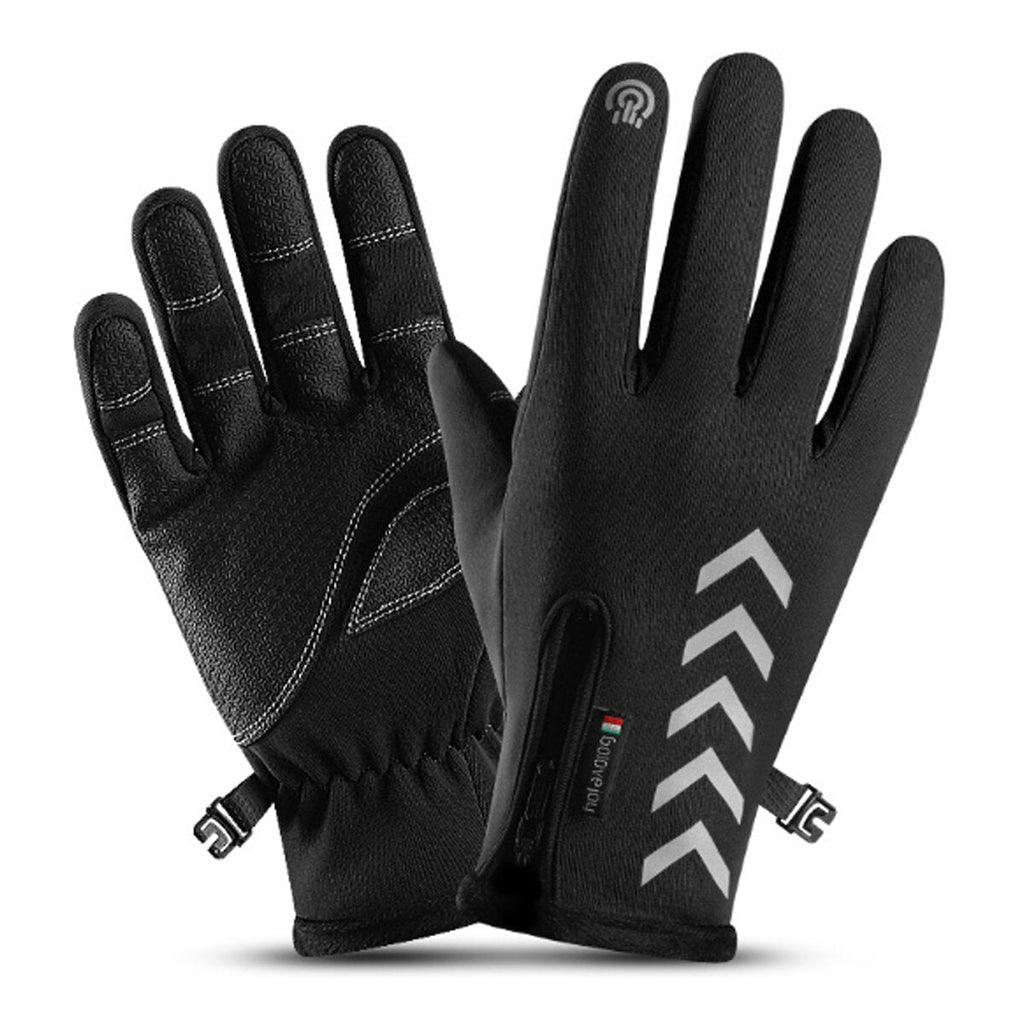 Winter Warm Touch Screen Full Finger Gloves Reflective Strip Windproof Anti slip Cycling Thermal Bike Glove