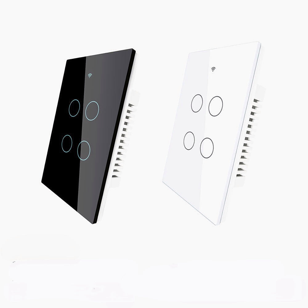 US 4 Gang Smart Glass Panel Switch Smart Life/Tuya App Multi-Control Association Voice Control with Alexa Google Home