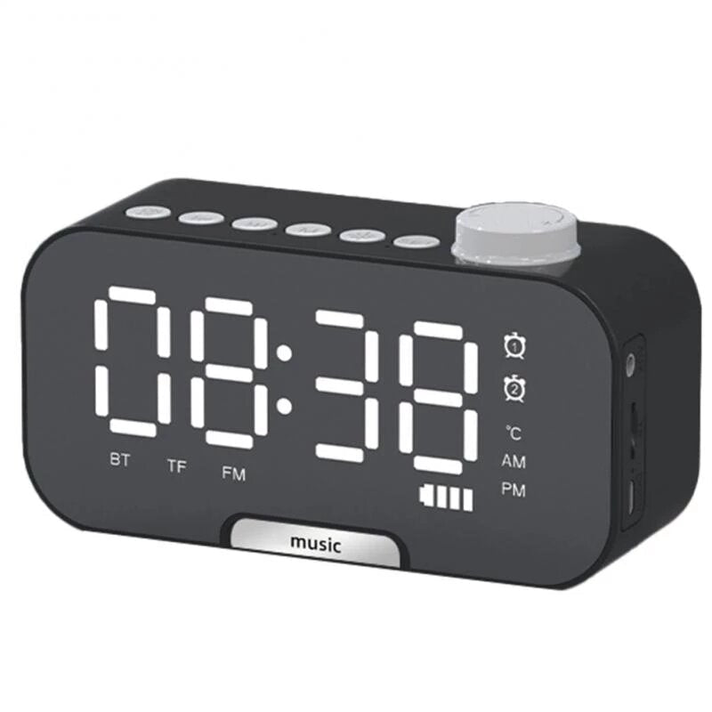 Wireless Bluetooth Speaker Portable Mini Mirror Alarm Clock Support TF Card FM Radio with Mic