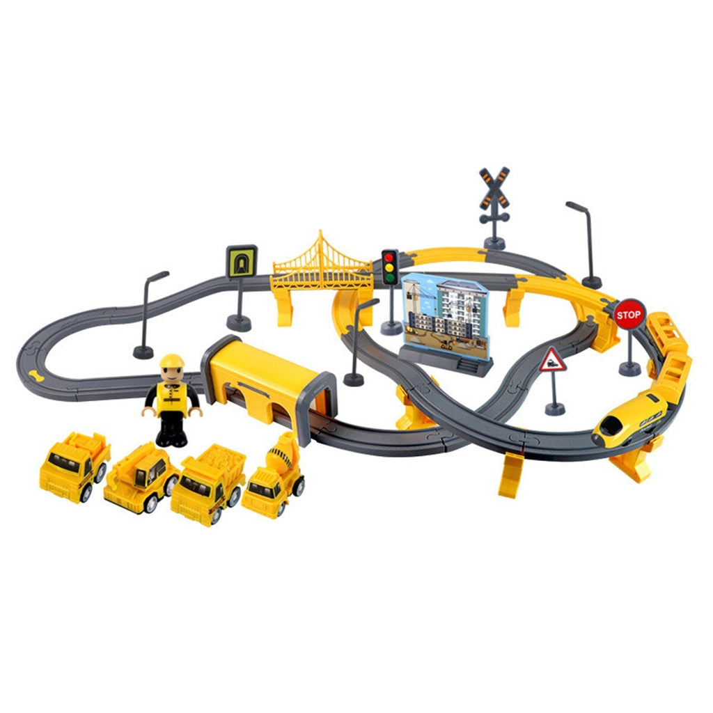 66/92 Pcs Multi-style DIY Assembly Track Train Increase Parent-child Interaction Toy Set with Sound Effect for Kids Gift