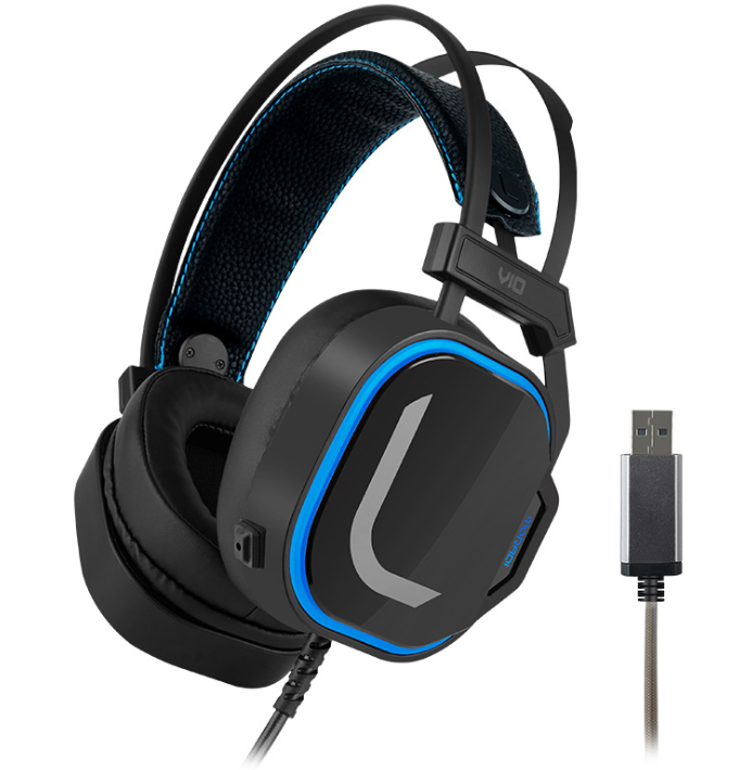 Wired Gaming Headphones Hi-Fi USB 7.1 Surround Sound 50mm Dynamic Drivers RGB Luminous Over-Ear Computer Gaming Headset with Mic