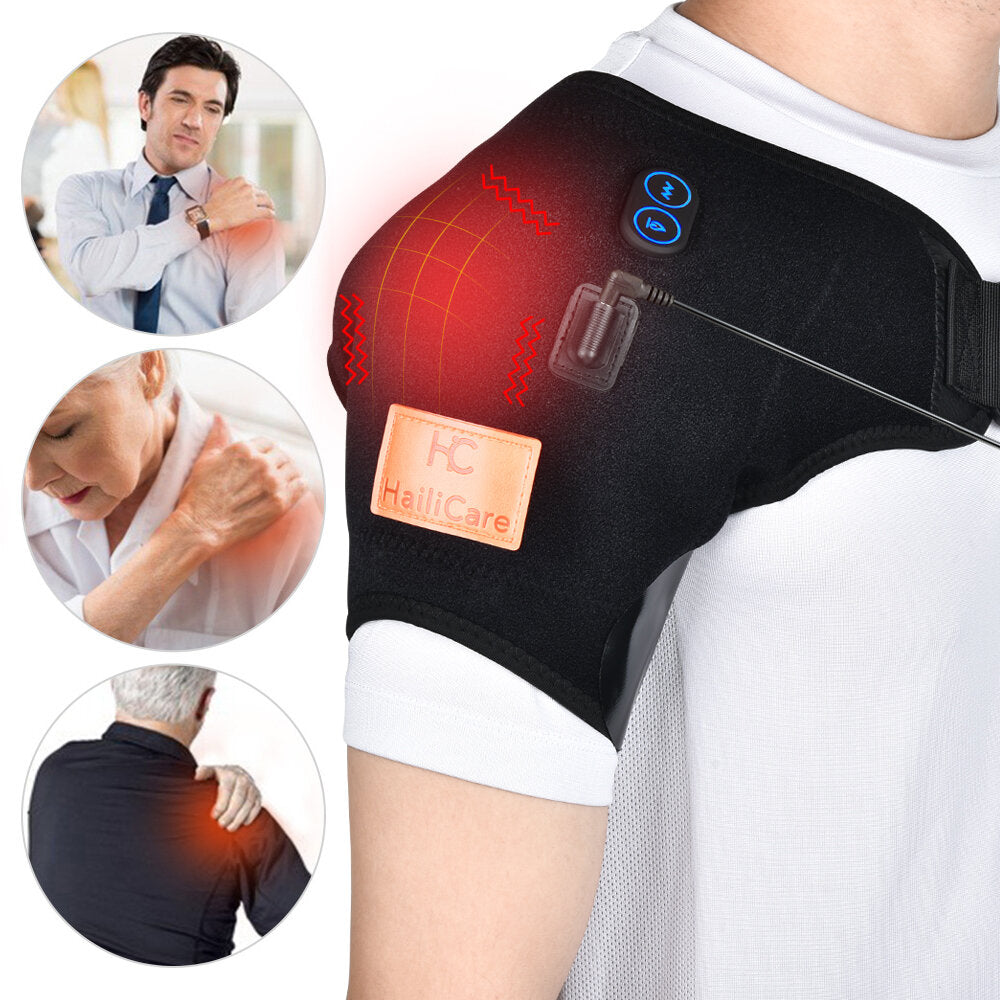 3 Levels Heating Vibration Shoulder Massager Support Brace Heated Physiotherapy Therapy Pain Relief for Health Care Support