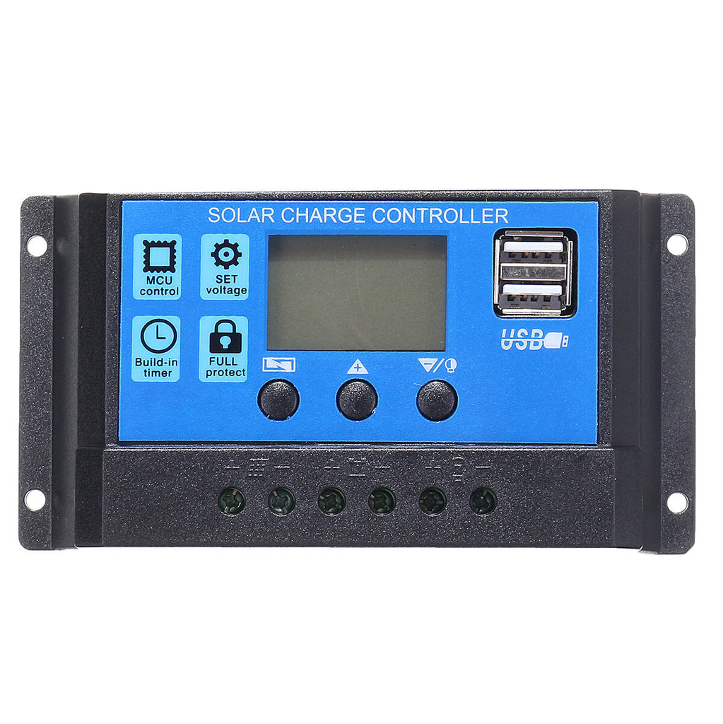 10/20/30A 12/24V LCD Dual USB Solar Panel Battery Regulator Charge Controller