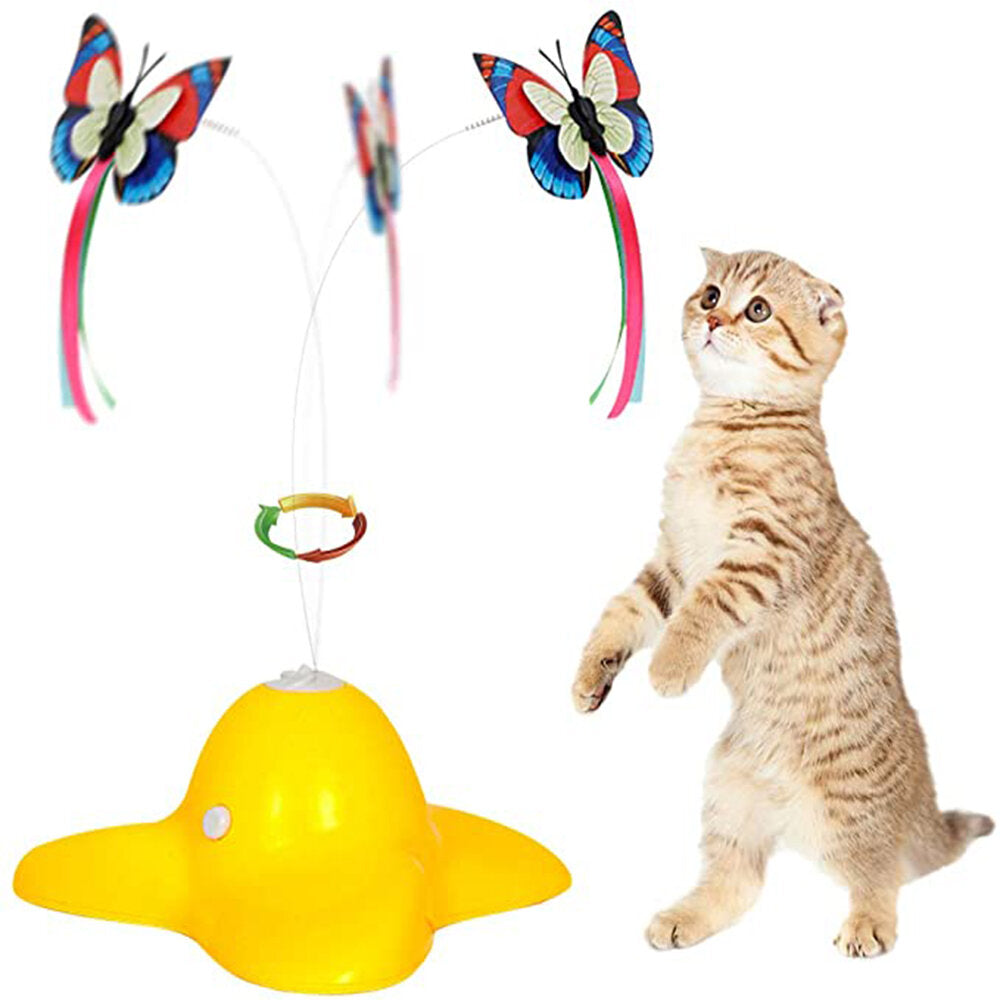 Electric Vibrate Rotating Cat Toys Teaser with Butterfly Replacement for Pet