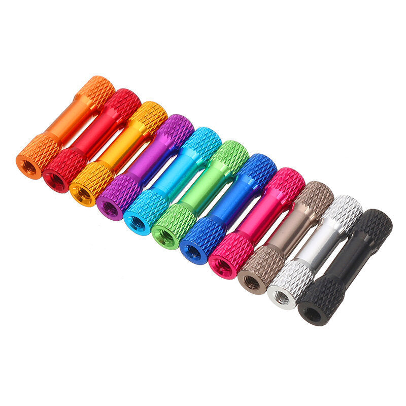 10Pcs M3 25mm Knurled Standoff Aluminum Alloy Multicolor