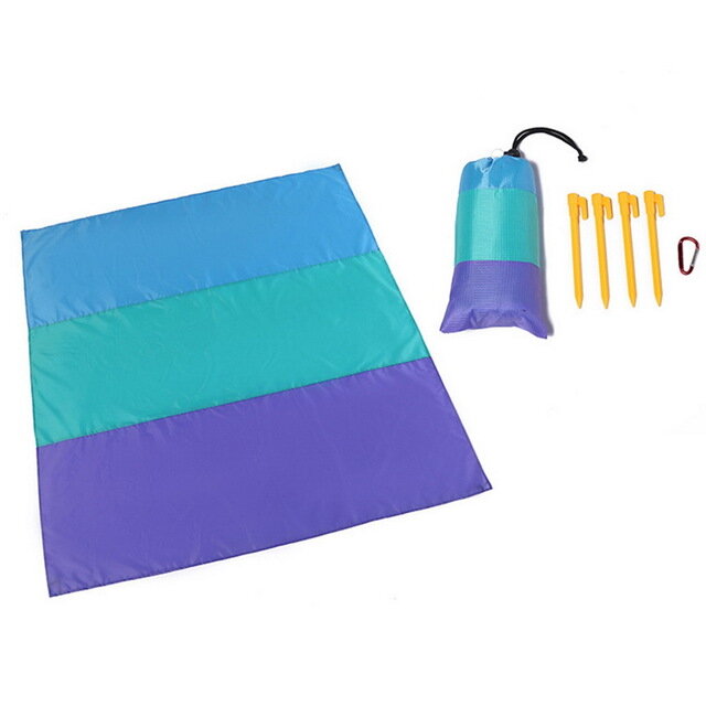 200x210cm Beach Blanket Waterproof Multifunction Folding Picnic Mat Sunshade Canopy with Ground Nail Carabiner Camping Travel