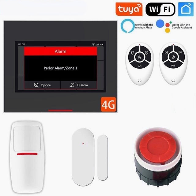 Wireless Wifi Smart Home Security Burglar Alarm System Kits Compatible with Alexa Support IOS & Android APP