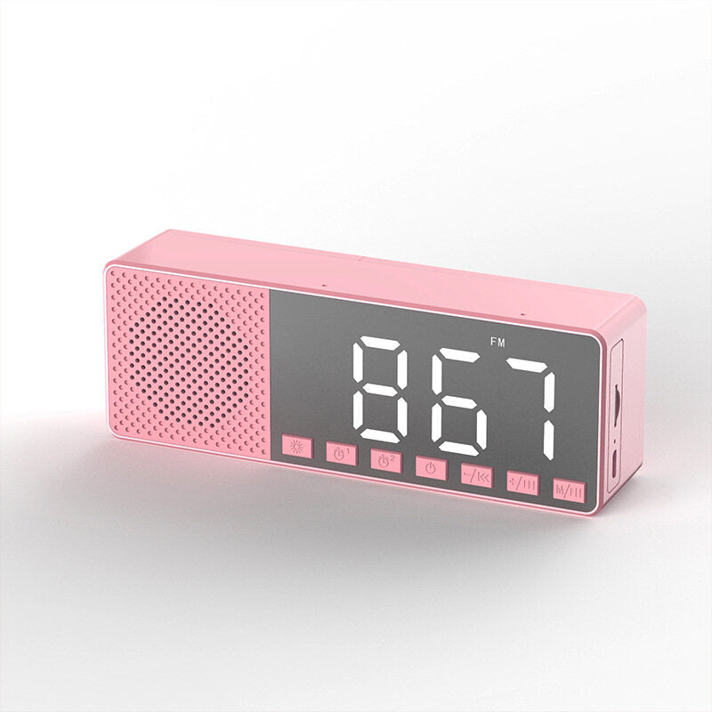 Bluetooth 5.0 Speaker Alarm Clock FM Radio Brightness Adjustable Multiple Play Modes LED Display 360 Surround Stereo Sound 2200mAh Battery Life