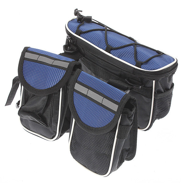 Bike Frame Front Tube Bag Double Tube Bag Outdoor Cycling with Waterproof Cover