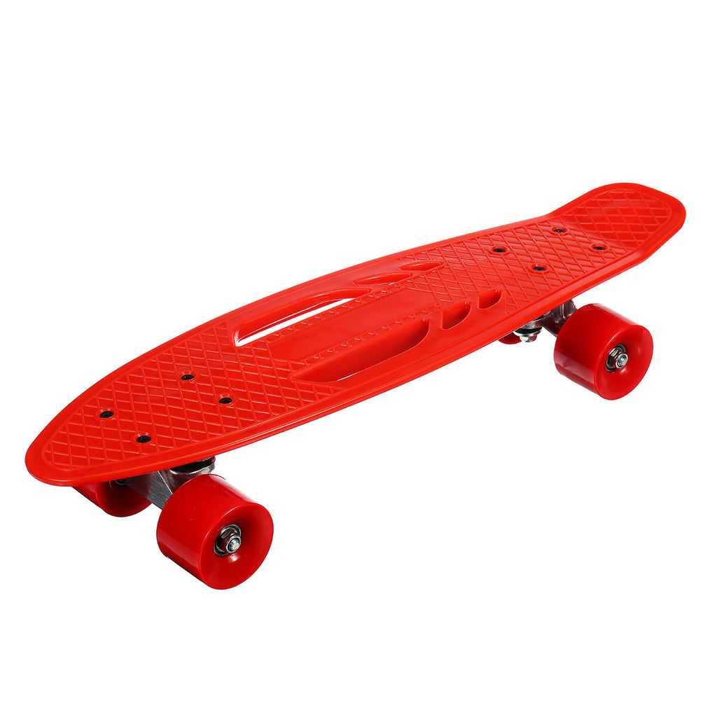 22Inch Unisex Children Adults Skateboards Hollow Design Skate Board Deck Strong Pulley Wheel High Elastic Shock Absorption PU Longboard