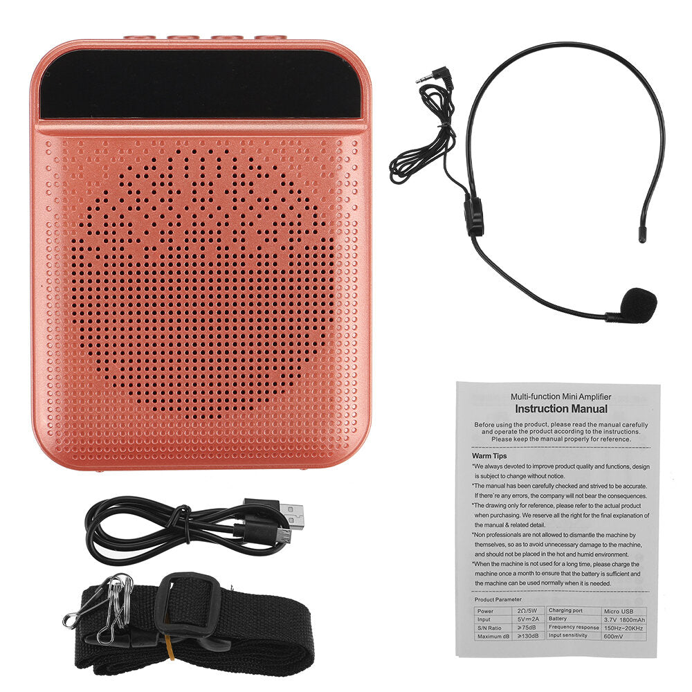 Bluetooth Voice Amplifier Speaker Portable Multifunctional Loudspeaker with Personal Microphone for Teaching and Guide