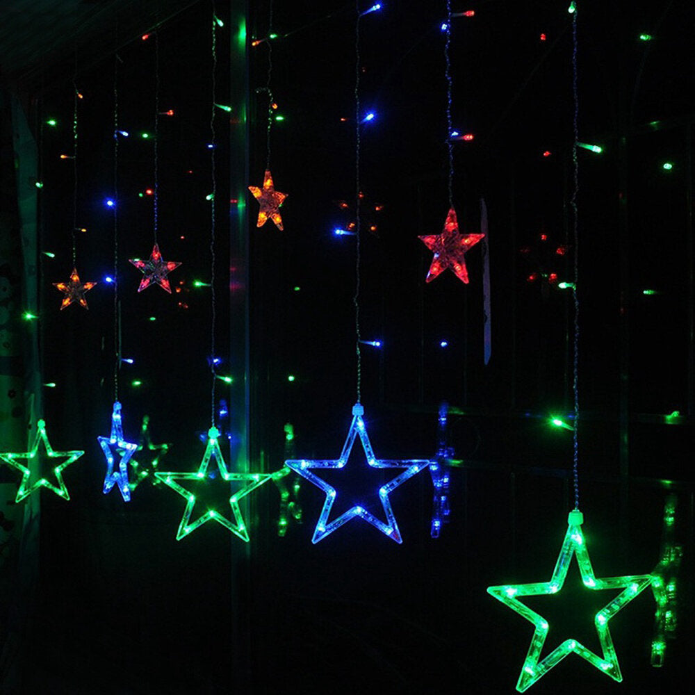 220V LED Light String Star Shape Curtain Light Home Decor Celebration Festival Wedding