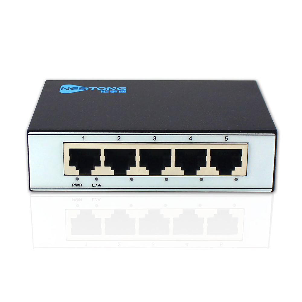 5 Ports 100M Network Switch Mini Ethernet Switch Metal Network Hub Splitter for Monitor Camera