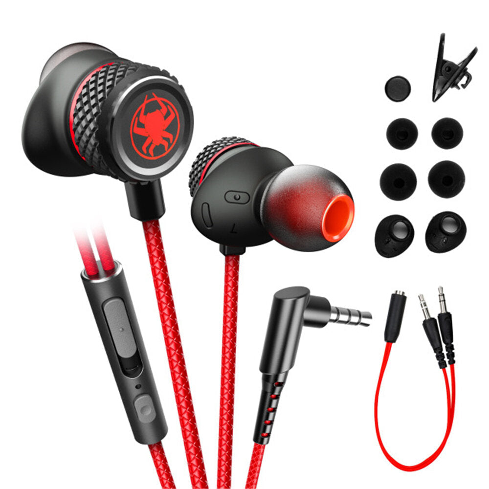 Wired Earphone Stereo 10MM Dynamic Noise Reduction Earbuds 3.5MM In-Ear Gaming Headset with Mic