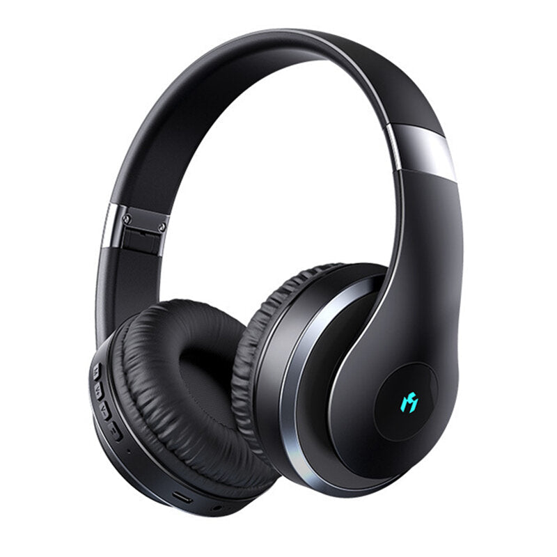 Bluetooth 5.1 Wireless Headphones Over-Ear Foldable 3D Stereo Headphones 60 Hours Music Time Support TF Card AUX with Microphone