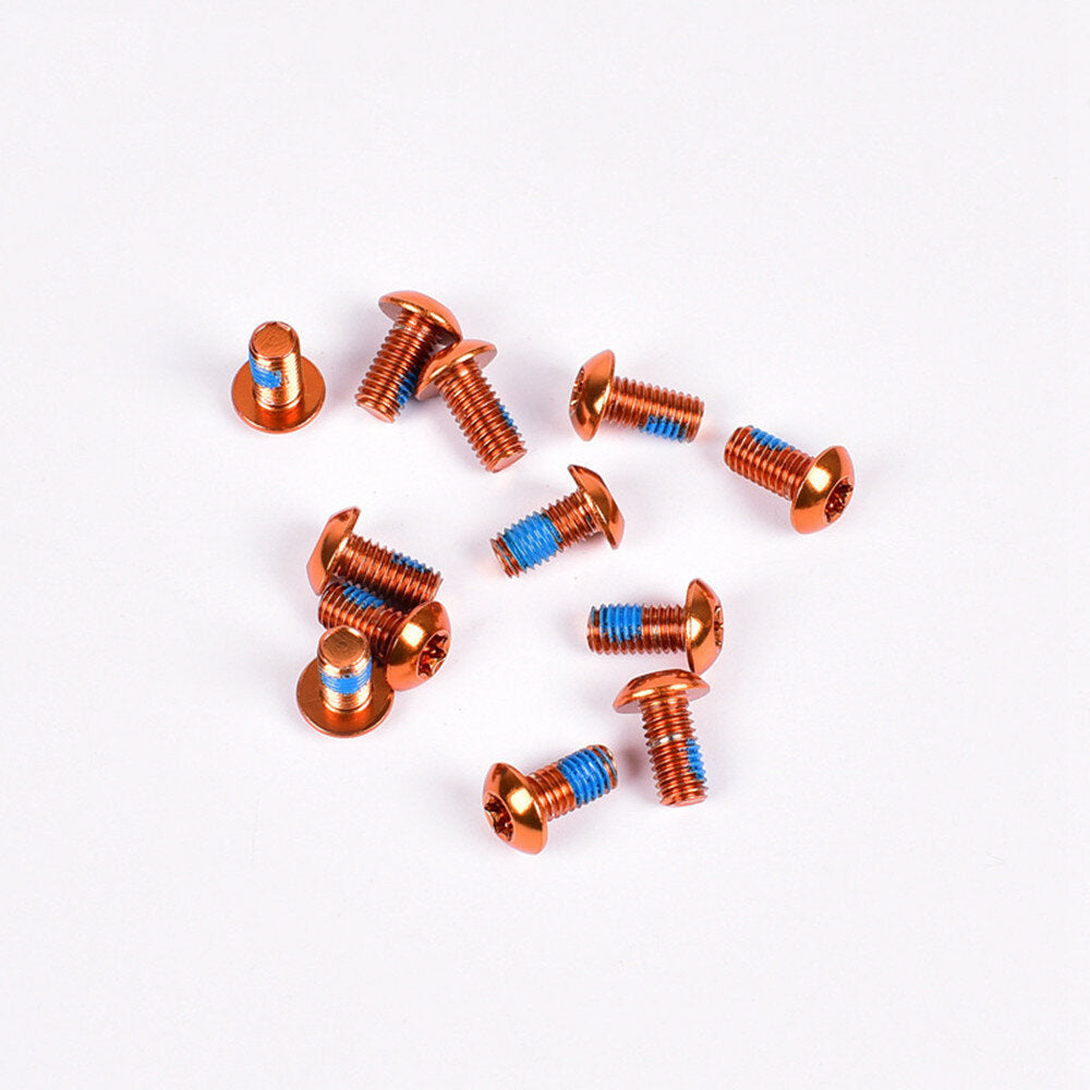 12Pcs Mountain Bike Colorful Disc Screw Alloy Steel Brake Pads Screw Non-slip T25 Screws M5*10MM