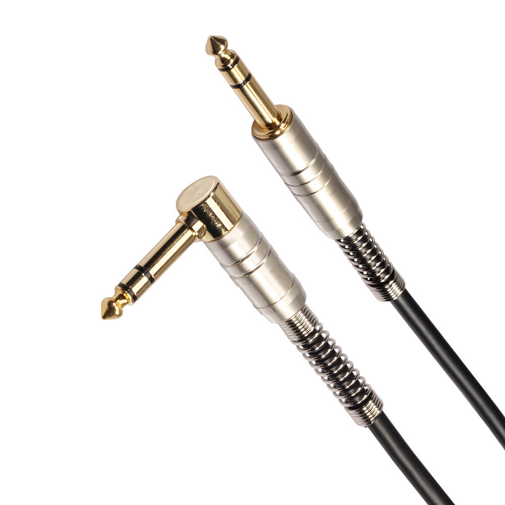 6.35mm Male to Male Audio Cable Gold Plated Stereo Straight to Elbow Audio Adapter Cable Connector