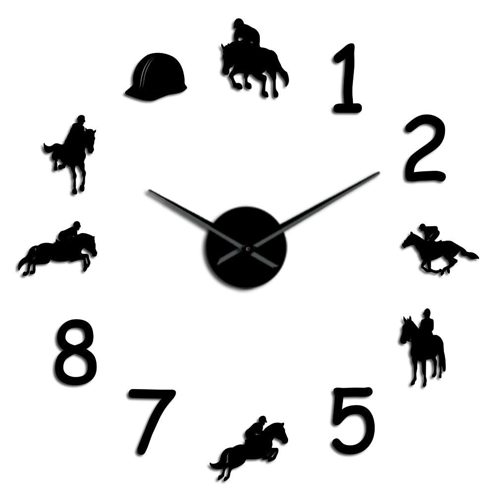 47 Inch Wall Clock Farmhouse Home Decor Cowboys Modern Design Giant Wall Clock Rodeo Horse Riding DIY Wall Watch