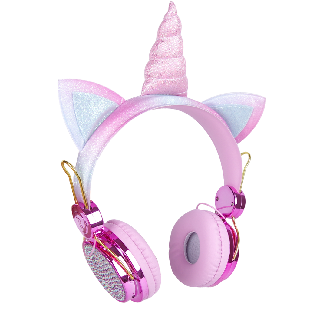 Wireless Bluetooth Headset Noise Reduction HD Stereo Headphone AUX-In Head-Mounted Unicorn Cute Children Earphones with Mic