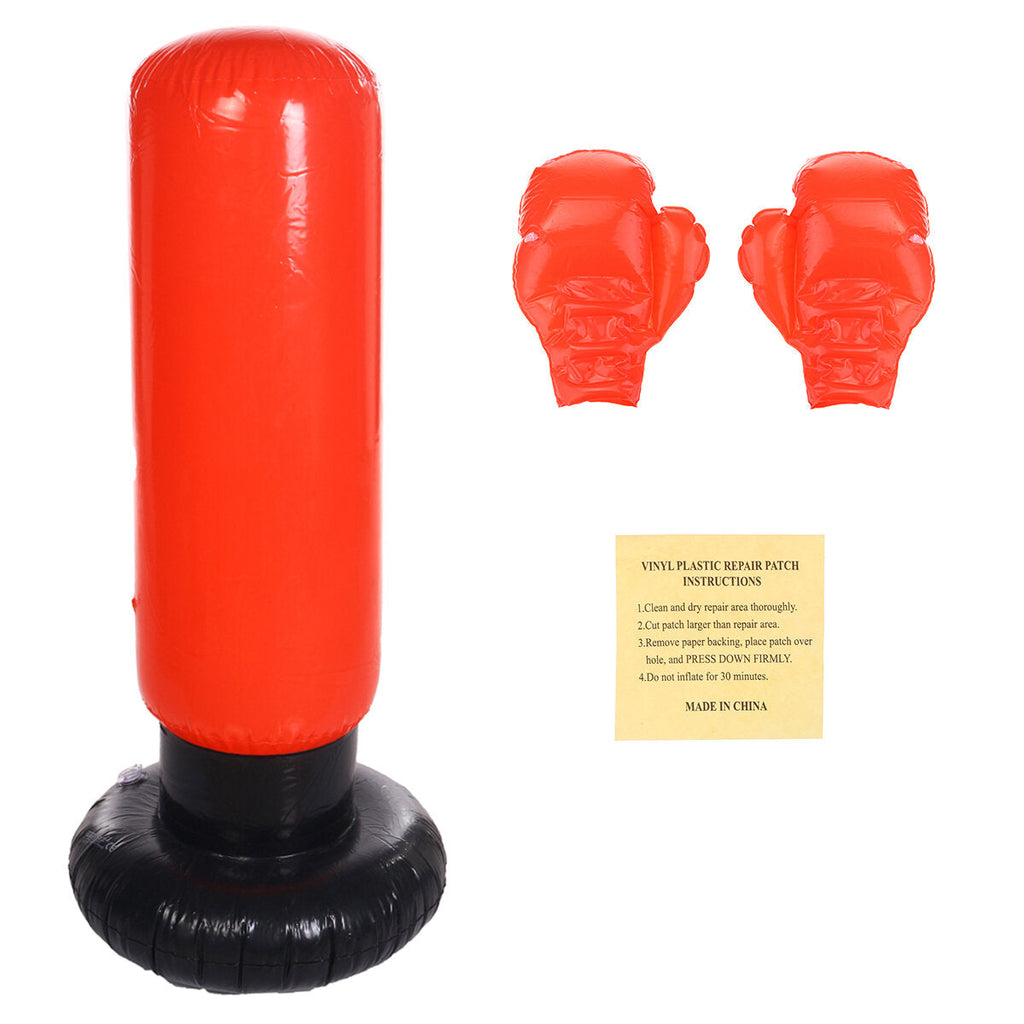 Boxing Punching Bag Free Standing Inflatable Tumbler Decompression Boxing Training for Adult Kids with Gloves