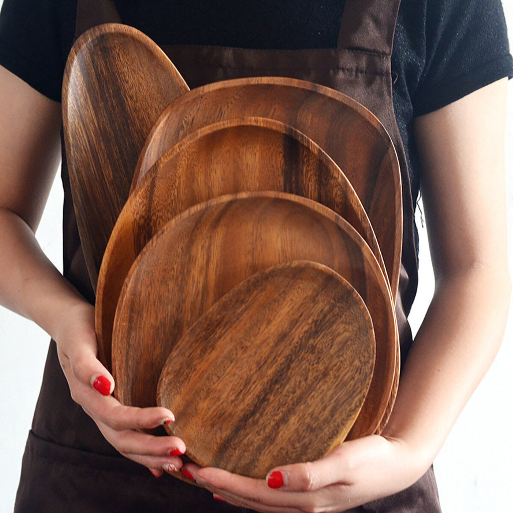 Wood Dish Plate for Cake Sweets Fruit Dessert Coffee Tray