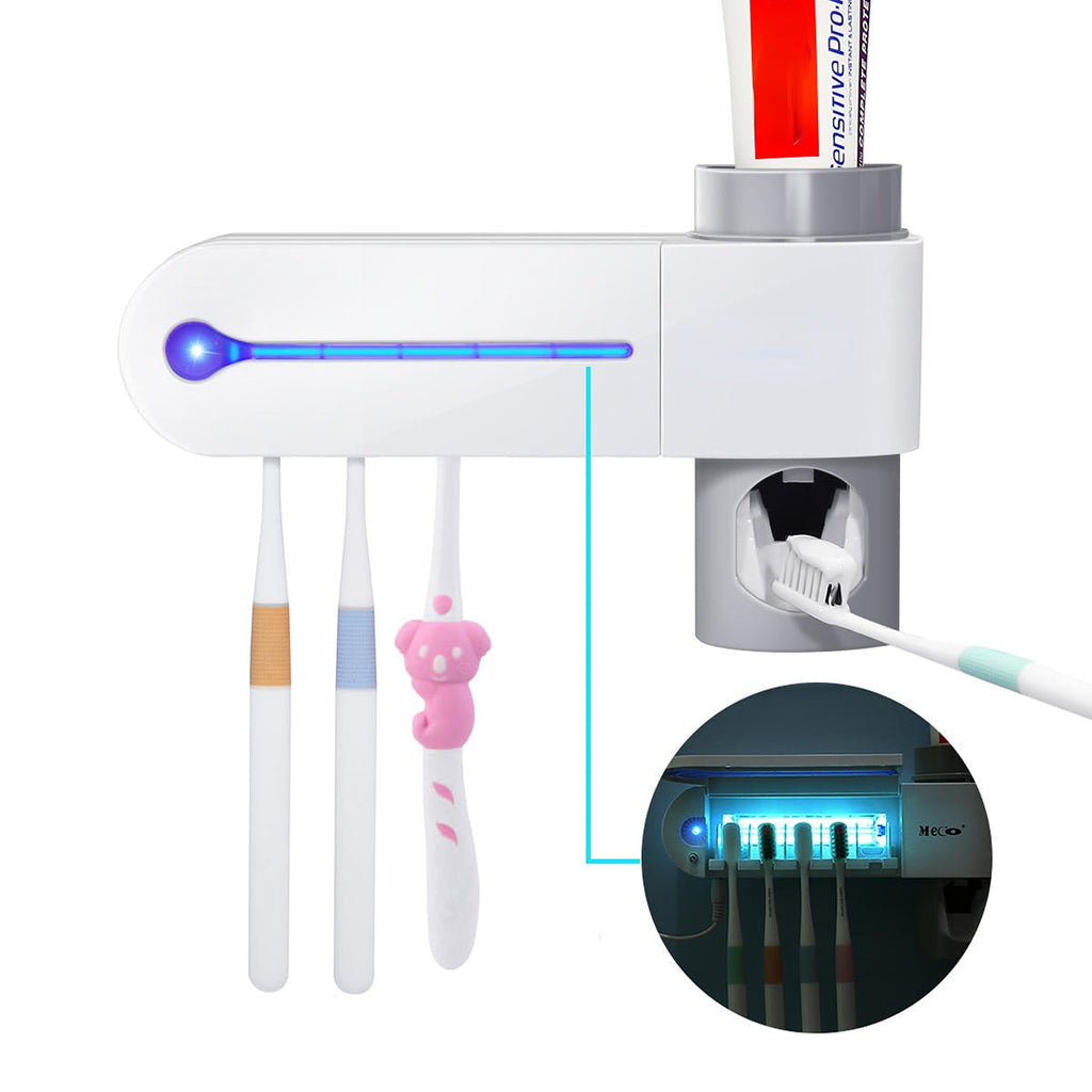 Multi-Toothbrush Sterilizer UV Sterilizer Toothbrush Holder Cleaner & Automatic Toothpaste Dispenser