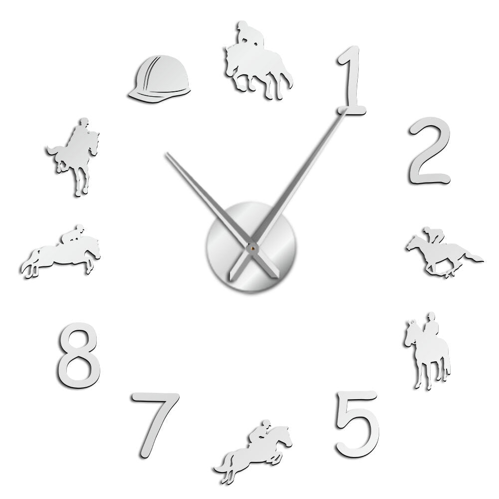 47 Inch Wall Clock Farmhouse Home Decor Cowboys Modern Design Giant Wall Clock Rodeo Horse Riding DIY Wall Watch