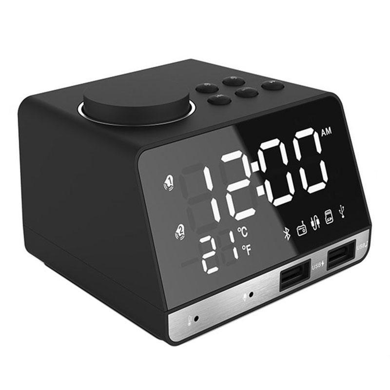 Bluetooth Speaker Alarm Clock USB Charging for Phone Portable FM Radio Subwoofer