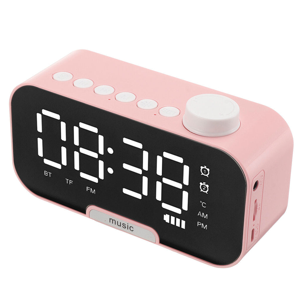 Wireless Bluetooth Speaker Portable Mini Mirror Alarm Clock Support TF Card FM Radio with Mic