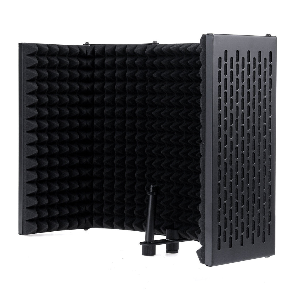 5 Panel Foldable Studio Microphone Isolation Shield Recording Sound Absorber Foam Support Bracket