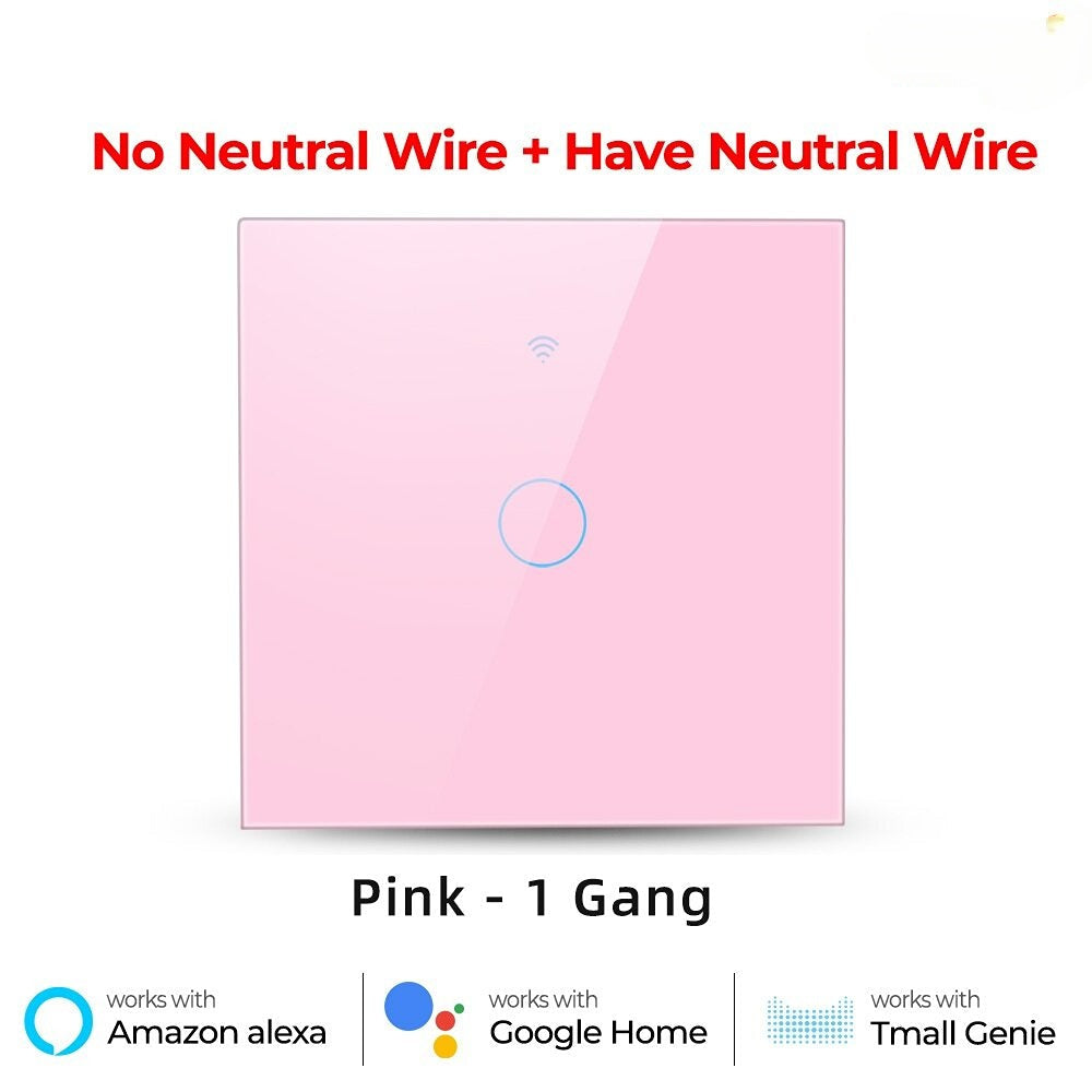 WiFi Light Switch 220V RF433 Remote Control No Neutrual Wire And Have Neutural Wire 2 Way Control Timer Works With Alexa Google Home