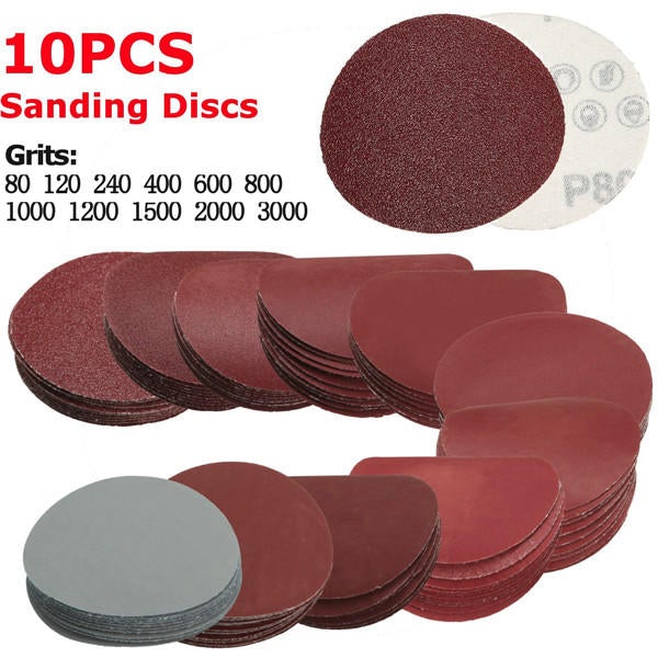 10pcs 3 Inch Sanding Discs 75mm Sander Discs 80-3000 Grit Sanding Polishing Pads Set