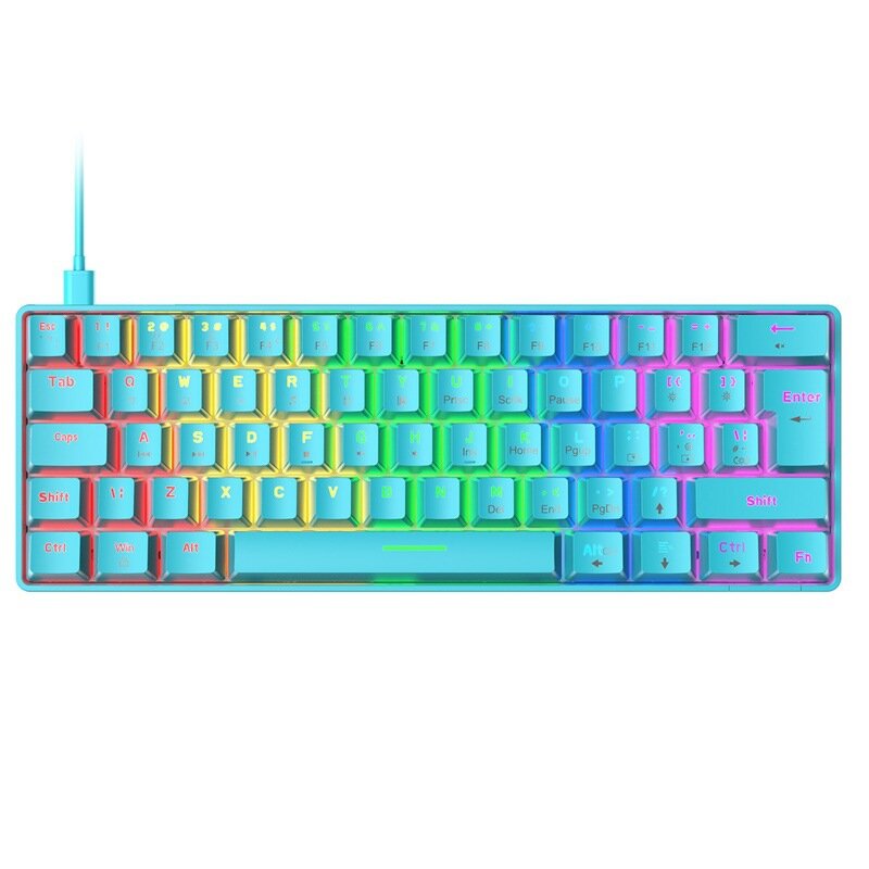 Mechanical Keyboard 62 Keys NKRO RGB Backlight Type-C USB Wired Waterproof ABS Keycap UK Layout PC Gaming Keyboard