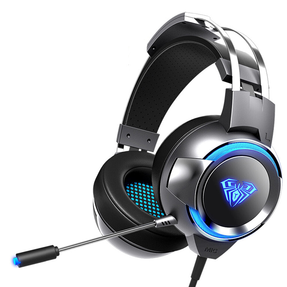 Gaming Headset 7.1 Channel 4D Surround Sound Stereo 50mm Unit Hi-Fi Headphone LED Light 360 Omnidirectional Noise Reduction Microphone