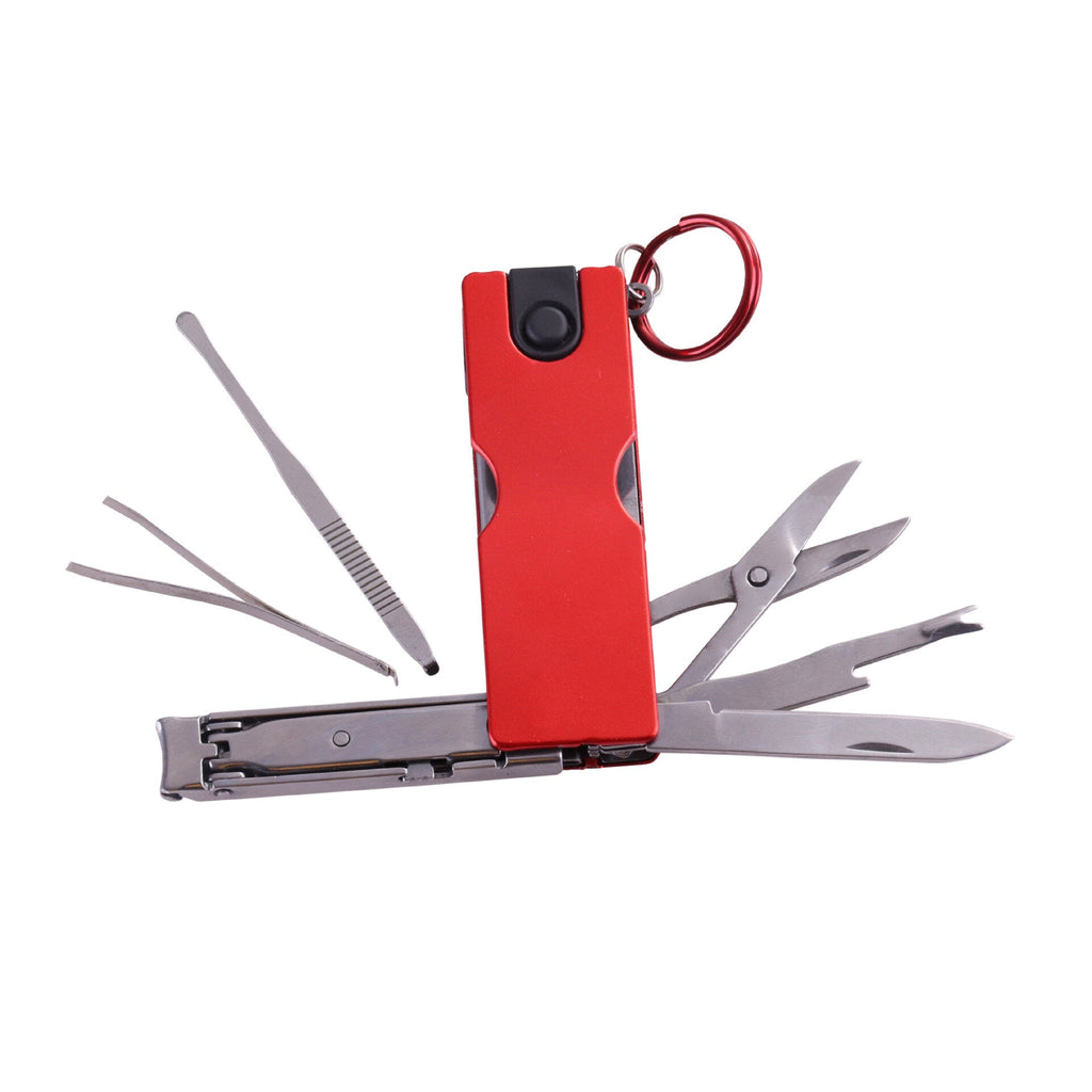 Folding Nail Clippers Scissors Outdoor Portable Multifunctional Tools Beauty Tool with LED Light and Key Ring