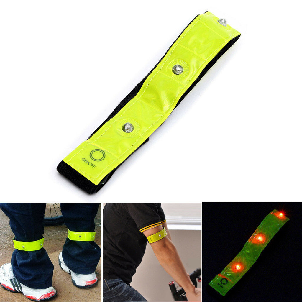 Safety Yellow Armband Light Reflective Bands Night Warning Riding Flashlight for Running Cycling Jogging Walking