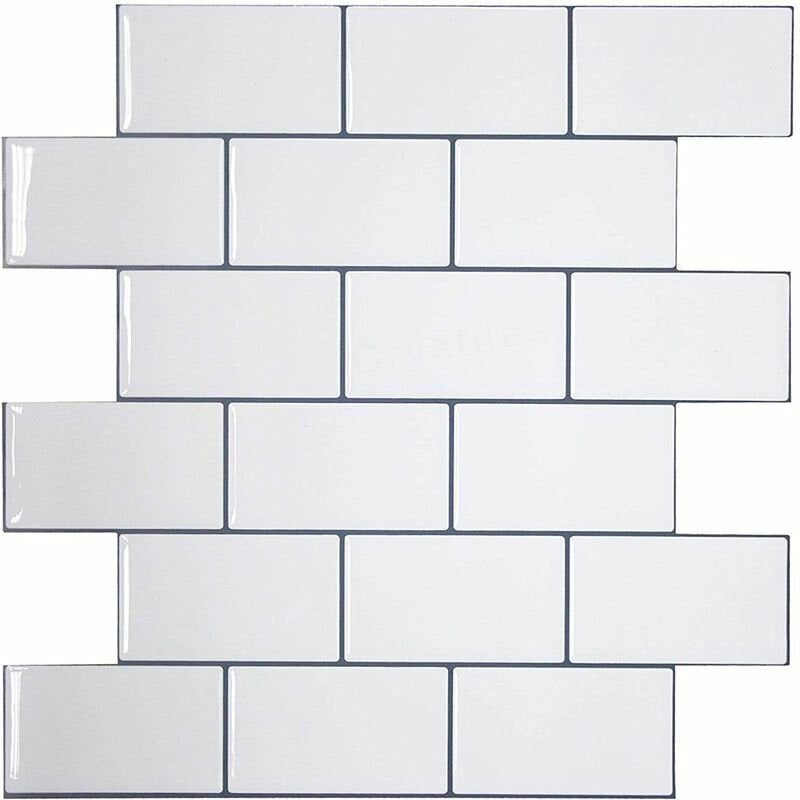 12inch DIY Tile Stickers 3D Brick Wall Self-adhesive Sticker Bathroom Kitchen