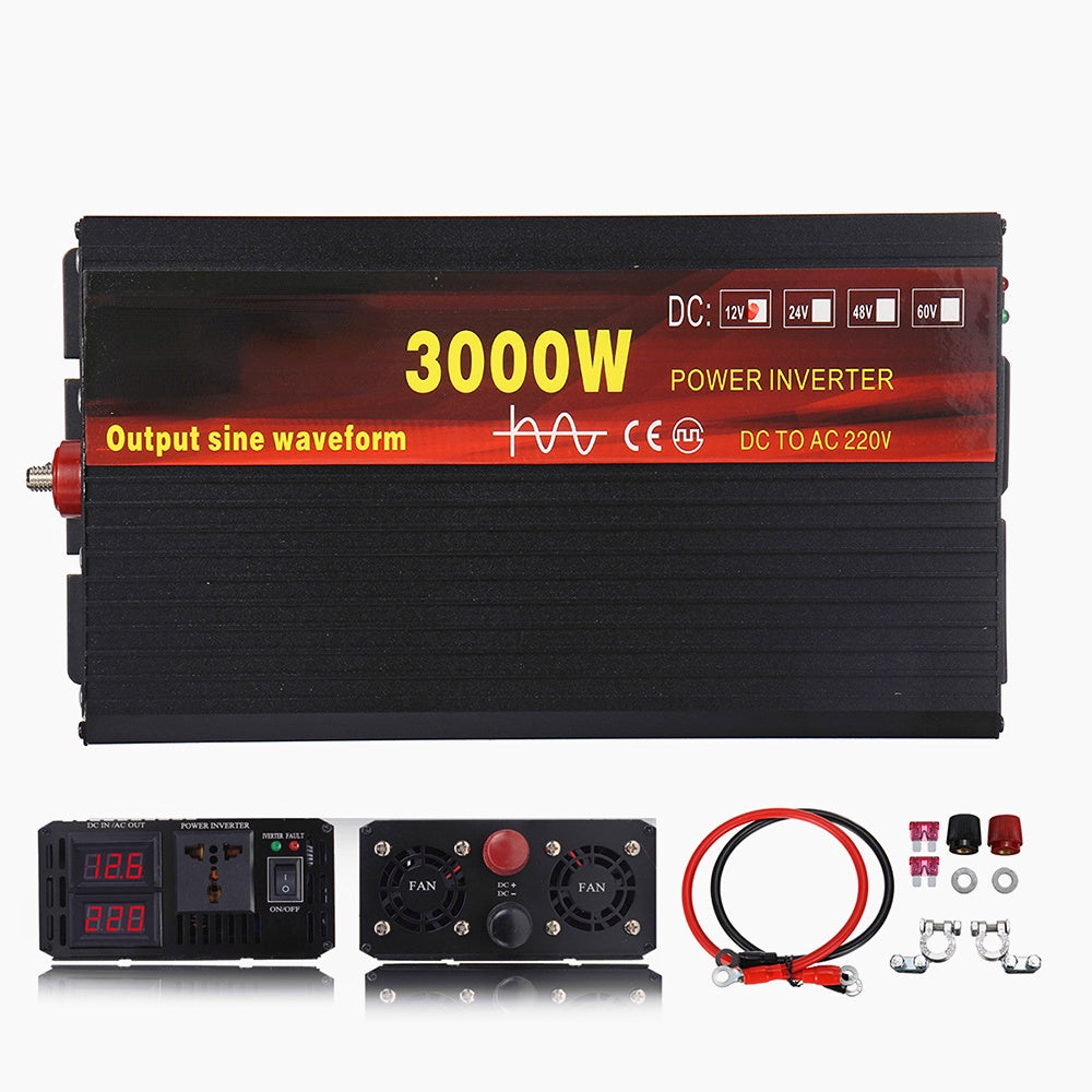 2000W/3000W/4000W Power Inverter Pure Sine Wave Transformer 12V/24V to 220V Auto