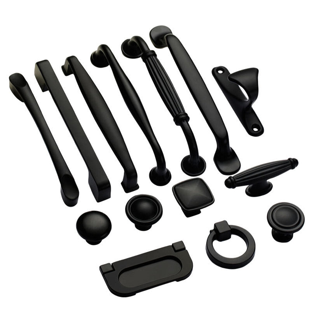 Aluminum Alloy Black Handles For Furniture Cabinet Knobs And Handles Kitchen Handles Drawer Knobs Cabinet Pulls Cupboard Handles Knobs