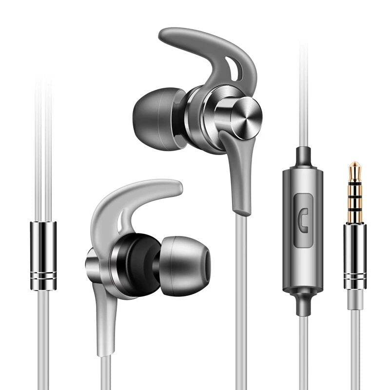 Metal In-ear Wired Headphone Horn Hi-Fi Music Heavy Bass Stereo Sound Headset Sports Running Earphones with Microphone