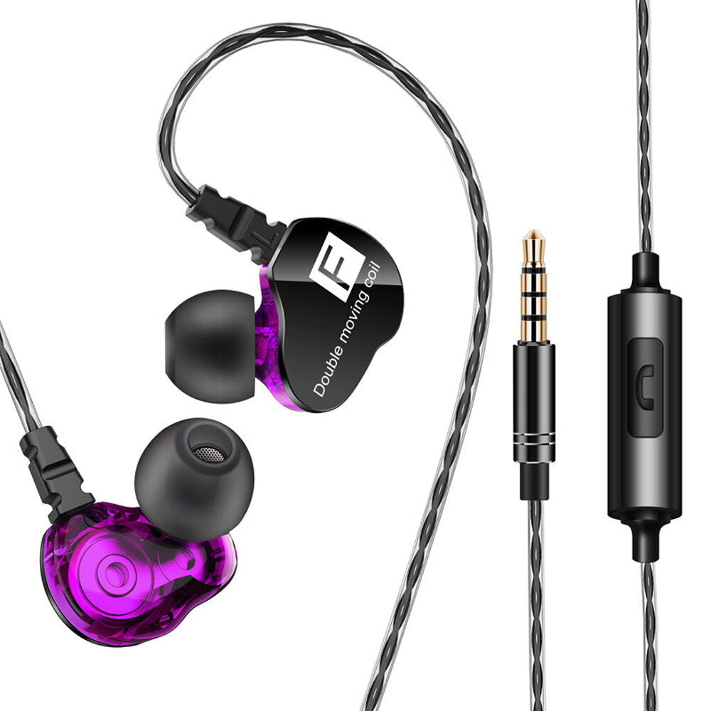 In-Ear 3.5mm Dual Moving Coil Earbuds Hi-Fi Earphone With Microphone