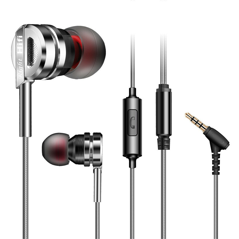 Metal Heavy Bass Hi-Fi Earphone 3.5mm Wired In-Ear Earbuds with Mic for Samsung