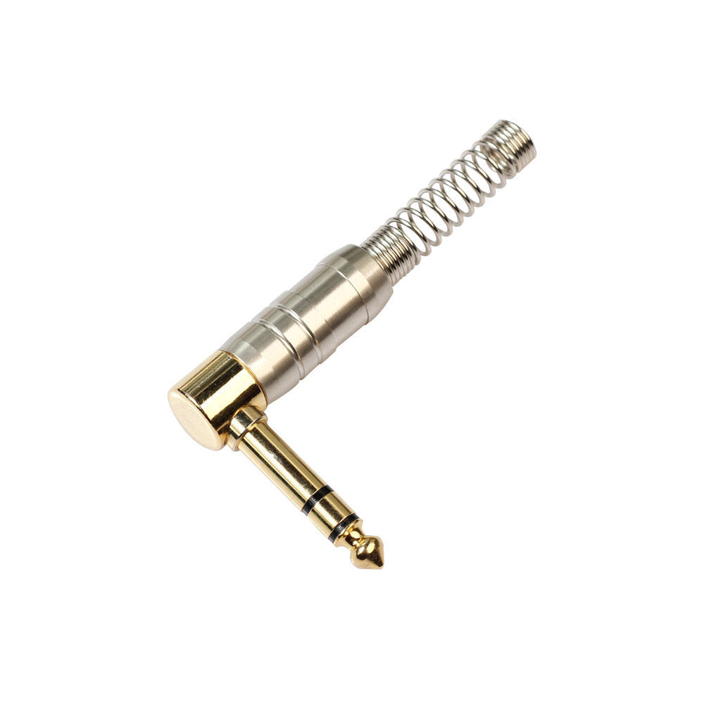 Gold Plated 90 Degrees 6.35MM Jack Male Plug Stereo Connector Video Adapter Connector for Microphone