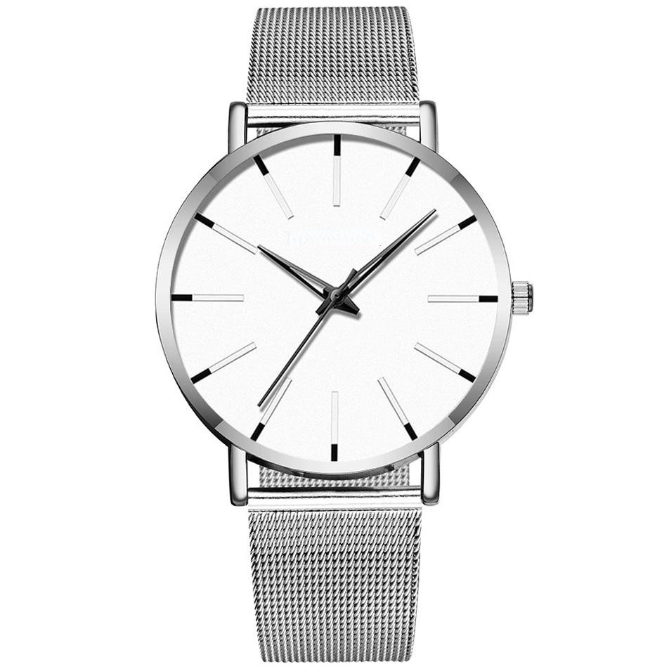 Minimalist Men's Fashion Ultra Thin Watches Simple Business Stainless Quartz