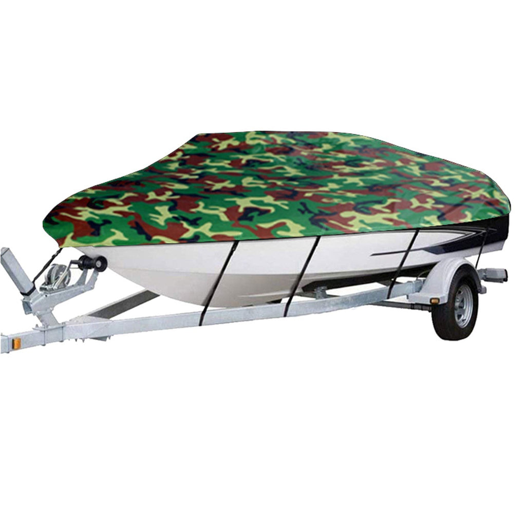 Boat Cover All-weather Protection Full Covers with Adjustable Strip and Buckle Camouflage Style