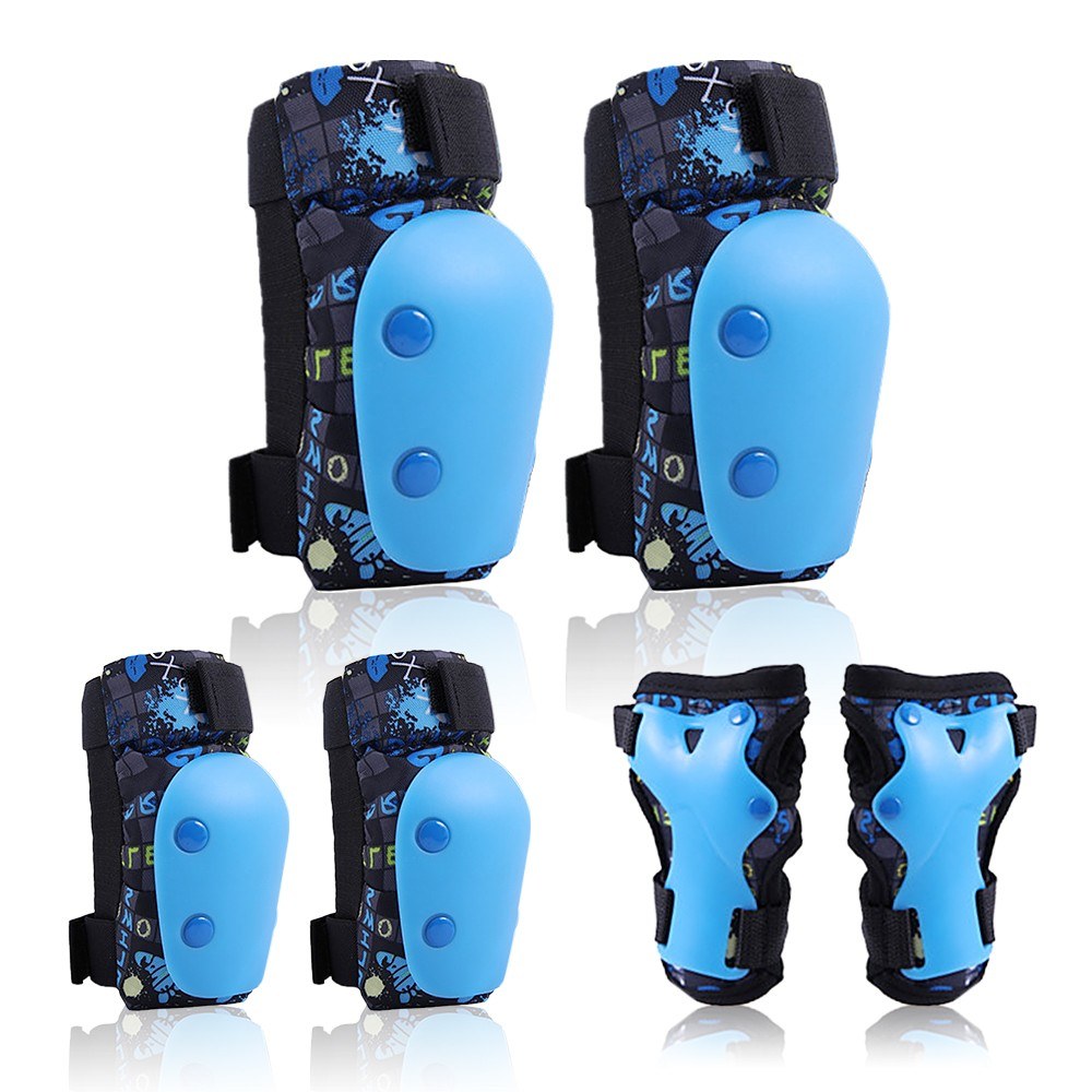 6 in 1 Kids Bike Pads Set Knee Elbow Wrist Guards Sport Protective Gear for Cycling Skateboard Roller Skating